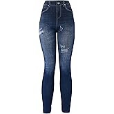KMystic Women's Denim Print Fake Jeans Leggings