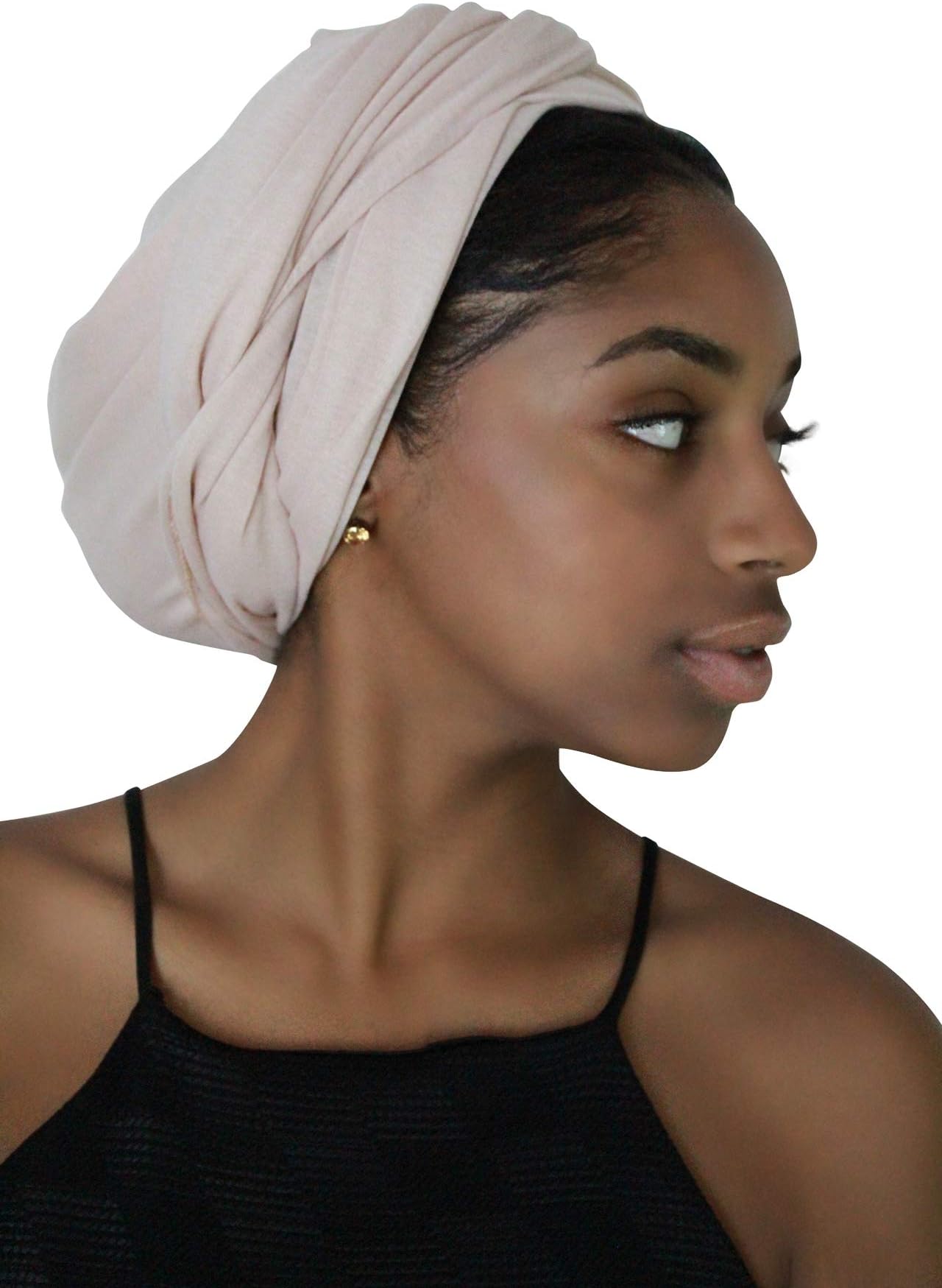 Rayna Josephine Solid Color Head Wrap -Stretch Long Hair Scarf Turban Tie (Cream Riverstone)
