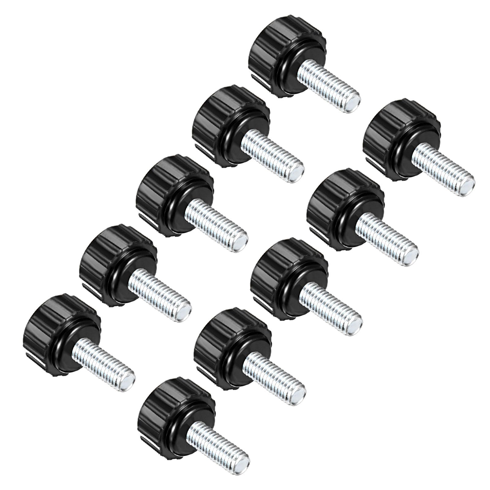 CoCud Knurled Clamping Knobs, M5 x 15mm Male Thread 16mm Head, Thermoset Plastic Thumb Screw Grip Bolt Knobs Black - (Applications: for Lathe Machinery), 10-Pieces