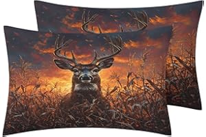 Generic 3D Deer Toddler Pillowcases 2 Pack, Rustic Hunting Wildlife Pillow Covers 12x20 inch, Pillow Shams with Zipper, Soft 