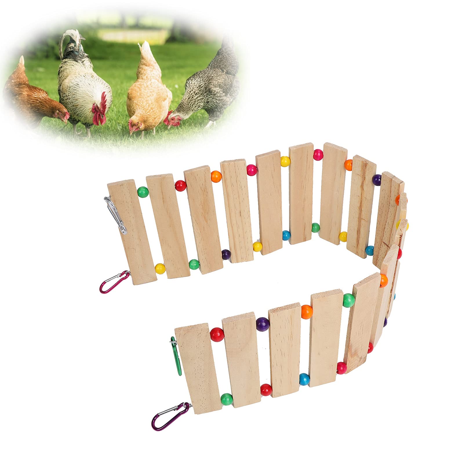 Chicken Wooden Ladder, Chicken Swing for Chickens, Easy to Install, Ladder Hanging Chicken Poultry Toy, Leisure Toy (Small, Blue)