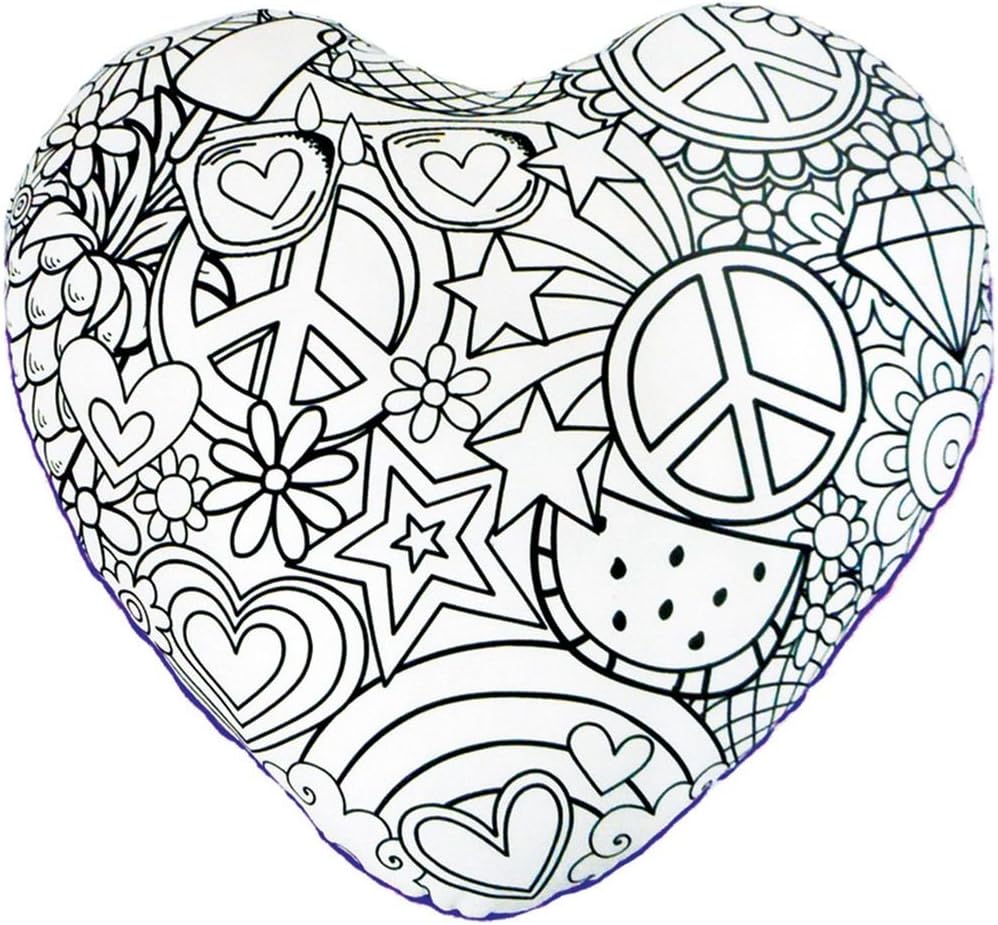iscream Color Me! Heart Shaped 16" x 15" Coloring Pillow