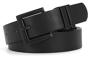 SANSTHS Women's Leather Belt for Jeans Pants Dresses Fashion Ladies Belt Square Gold/Silver Buckle Waist Belt for Women