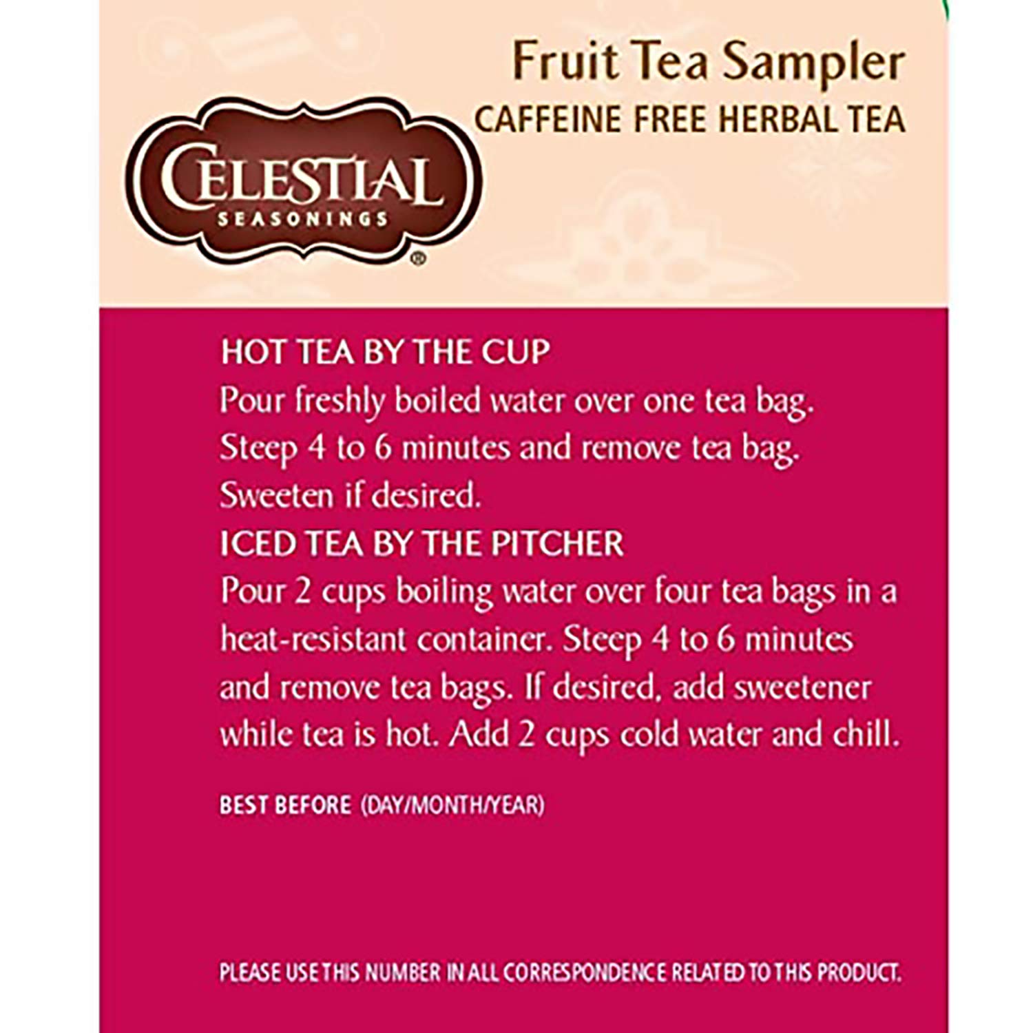 Celestial Seasonings Herbal Tea, Fruit Tea Sampler, 18 Count (Pack of 6) : Herbal Teas : Grocery & Gourmet Food