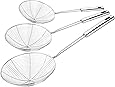 Hiware Set of 3 Stainless Steel Spider Strainer Skimmer Spoon for Frying and Cooking - Large Wire Skimmer with Long Handle, Professional Kitchen Skimmer Ladle - 13.8", 15" & 16.4"