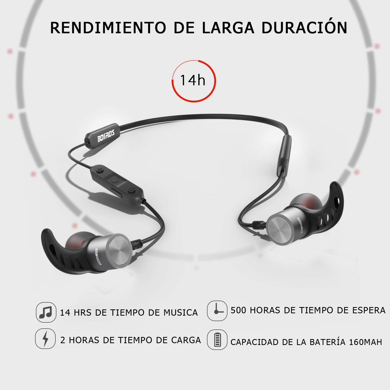 Versión Mejorada Auriculares Bluetooth Impermeable IPX7 Max Mantiene 14 Horas, Magnético Auriculares Deportivos Inalámbricos con Mic tecnología APTX y ruido de cancelación CVC 6.0