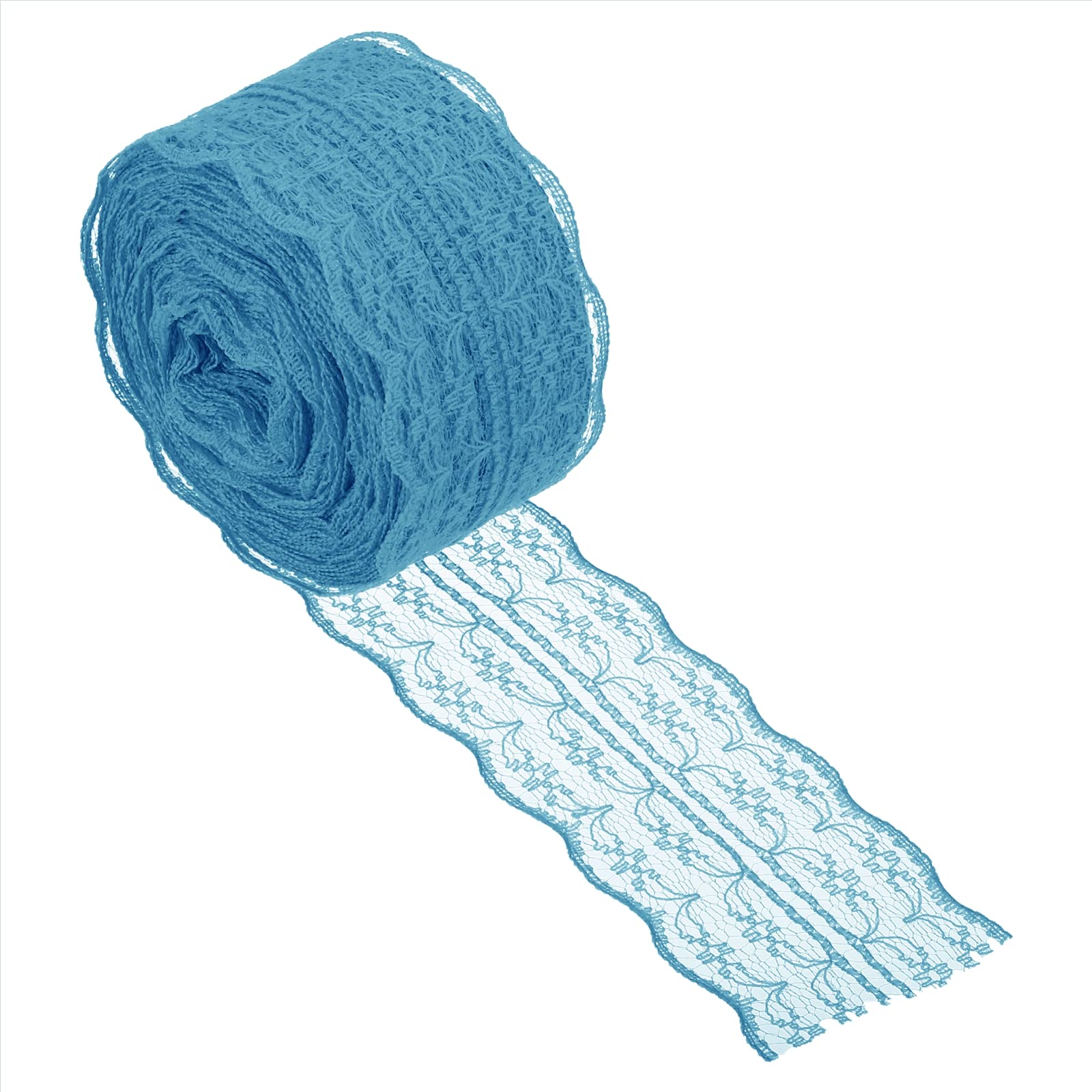 PATIKIL 1.8 Inch x 25 Yards Lace Trim Ribbon, Non-Stretch Lace Sewing Roll Gift Package Floral Wrapping for Party Home Decoration Dress Craft, Lake Blue