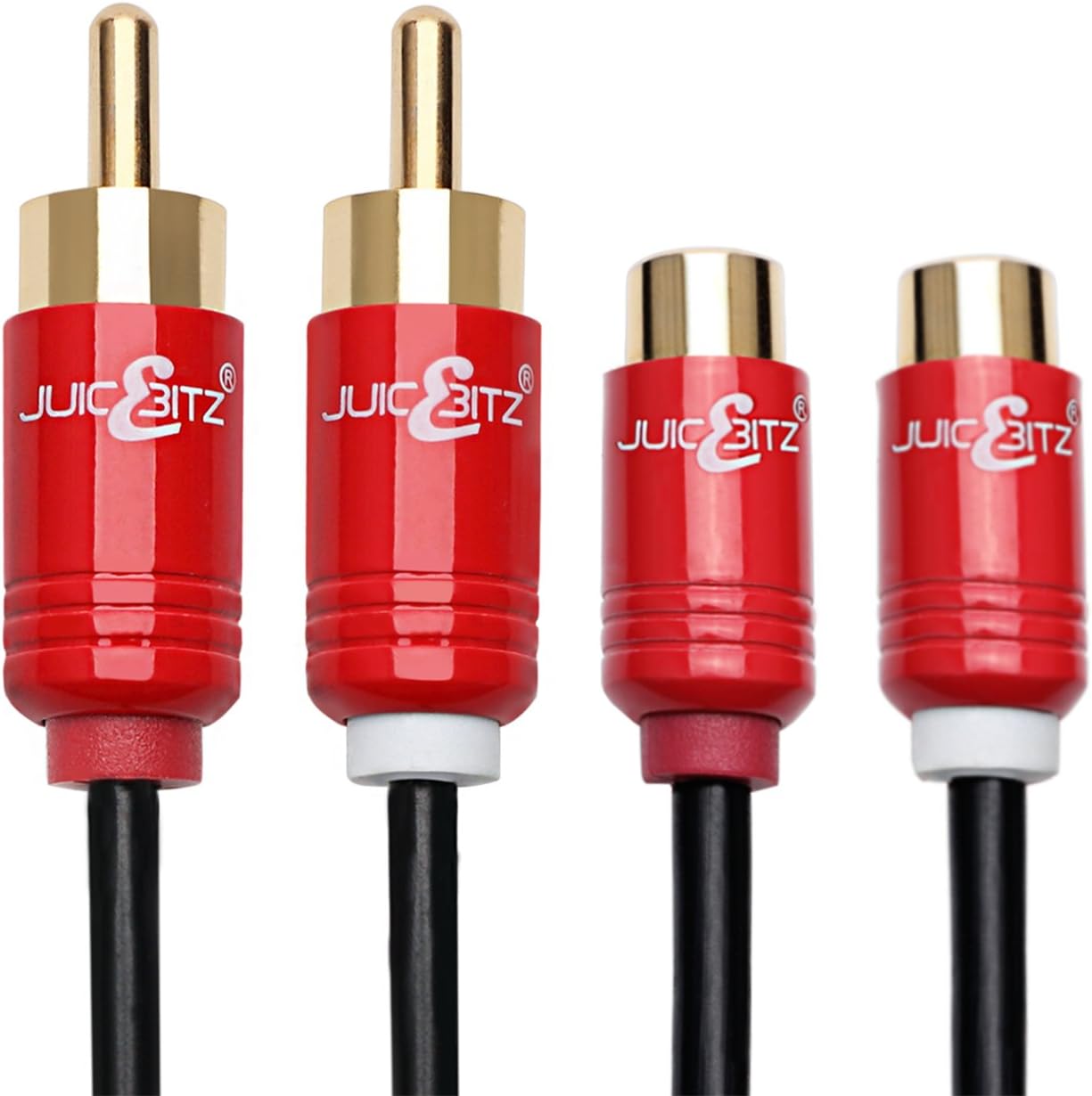 JuicEBitz RCA to RCA Cable 5m, Twin RCA Cables Male to Female Audio Cable Phono Leads. Subwoofer Cable. Phono To Phono Cable. Audio Lead for AMP, Turntable, DAB + More