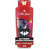 Old Spice Body Wash for Men, Batman: Dark Night, 3X Defense, 24/7 Shower Fresh with Lasting Scent, Cleansing 2-in-1 Body &amp; Face Wash, Smell Like a Hero, Black Cherry and Nightfall Scent, 24 oz