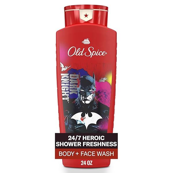 OLD SPICE BODY WASH FOR MEN, BATMAN: DARK NIGHT, 3X DEFENSE, 24/7 SHOWER FRESH WITH LASTING SCENT, CLEANSING 2-IN-1 BODY & FACE WASH, SMELL LIKE A HERO, BLACK CHERRY AND NIGHTFALL SCENT, 24 OZ