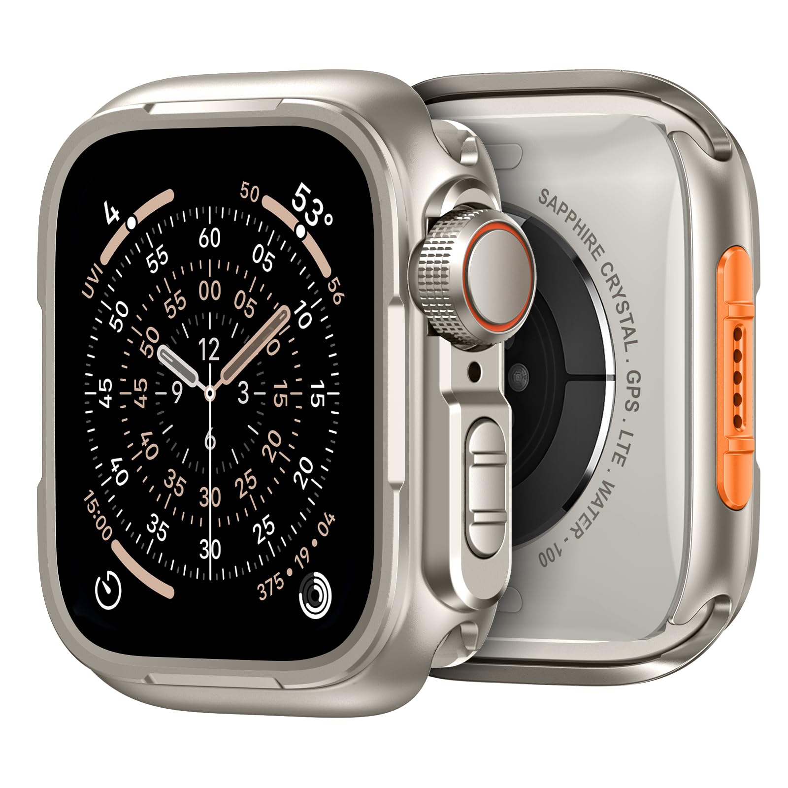 BXUXOHS Metal Case for Apple Watch 46mm Cover,Rugged Protective Bumper +Metal Crown +PC Back Cover,Military-Grade Armor Shield Shockproof Protector Case for iWatch Series 11/10 46 mm (Titanium)