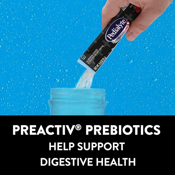 PEDIALYTE ADVANCEDCARE PLUS ELECTROLYTE POWDER, HAS 33% MORE ELECTROLYTES AND PREACTIV PREBIOTICS, VARIETY PACK: BERRY FROST AND STRAWBERRY FREEZE, 12 POWDER PACKETS