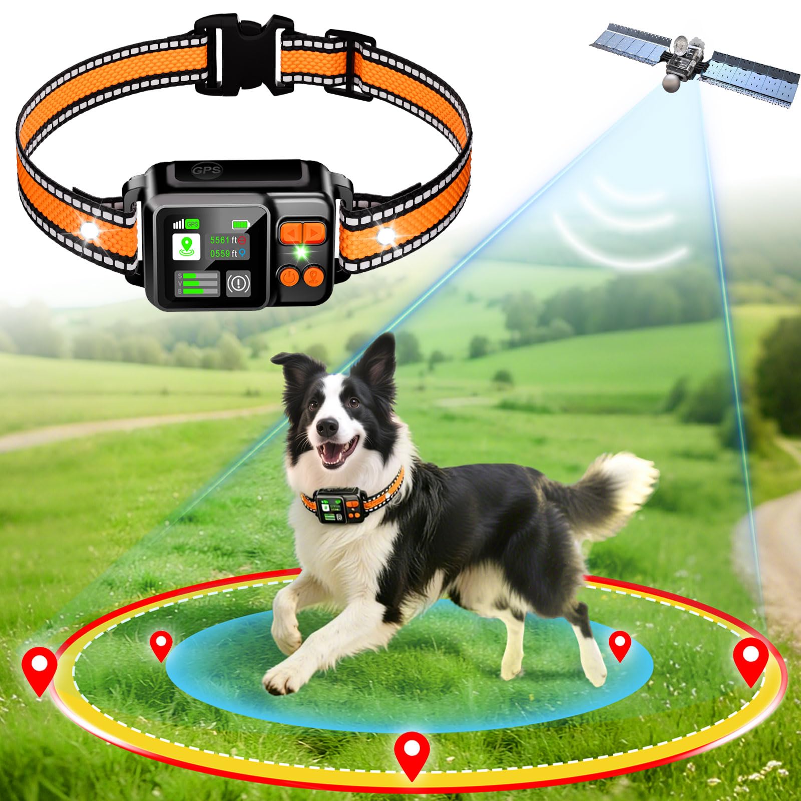 Photo 1 of DJNFGQ GPS Wireless Dog Fence System, Electric Electric Dog Fence Using GPS Electric Satellite Technology, IPX7 Waterproof Rechargeable Design, GPS Dog Collar has 2 Modes Circular and Free-Form Fence