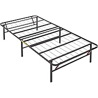 Amazon Basics Foldable Metal Platform Bed Frame with Tool Free Setup, 14 Inches High, Twin, Black