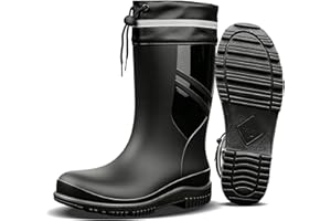 Ovyuzhen Rain Boots for Men Garden Boots Waterproof Mens Rubber Shoes with PVC Comfort Lightweight Work Mud Boots Resistant Durable Slip for Fishing Farming Gardening