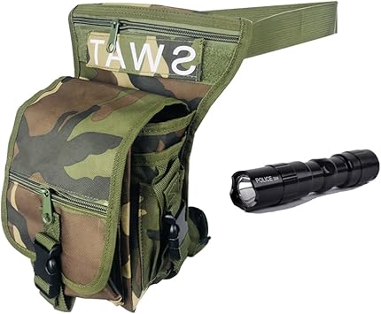 QMFIVE Bolsos Pierna Hombre con Linterna Deporte Exterior táctico ...