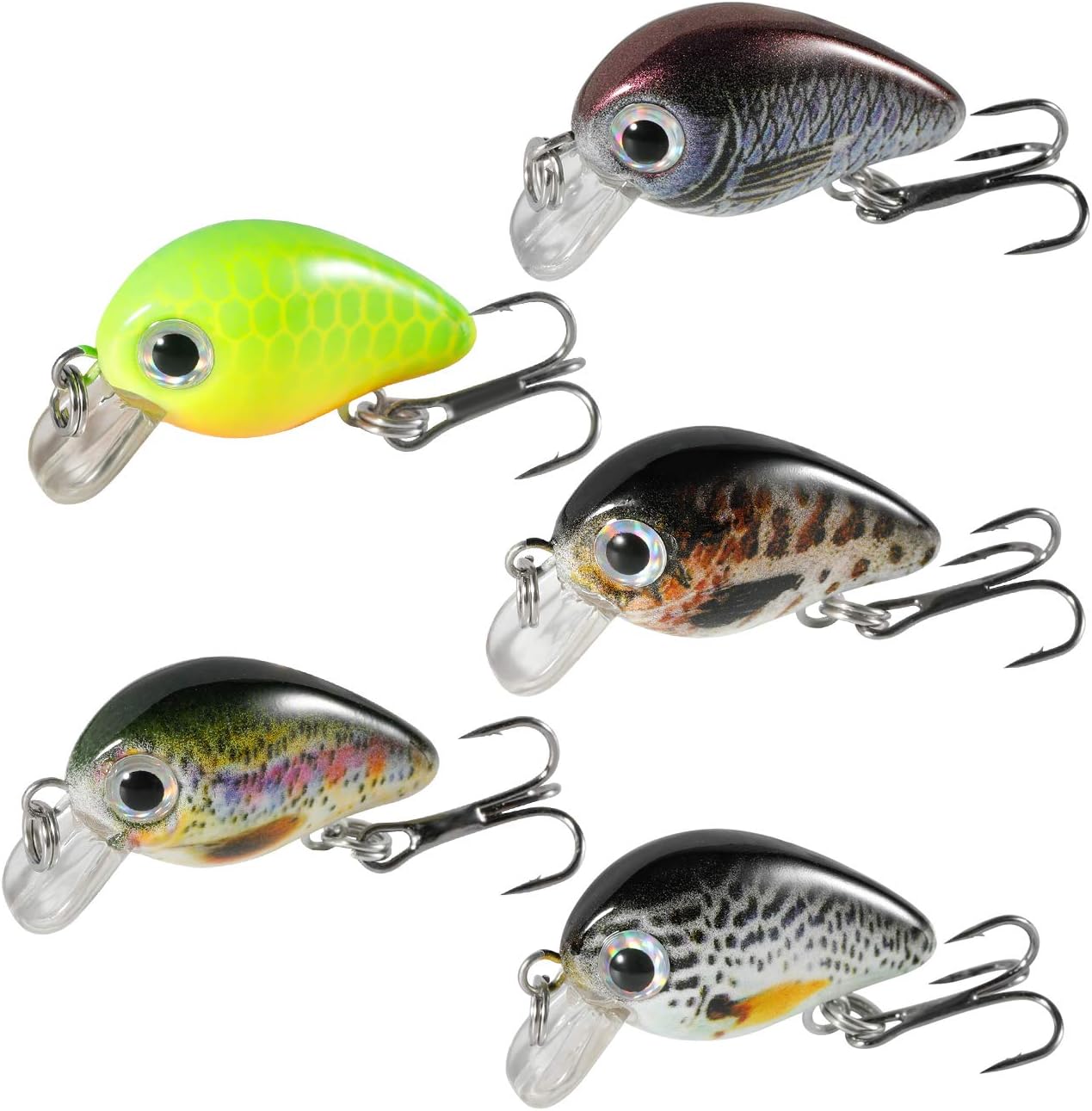 Magreel Crankbaits Set Mini Fishing VIB Lures Kit Topwater Floating Lures Life-Like Swimming Swimbait for Trout Bass Perch Pike with Tackle Box 5pcs/Pack