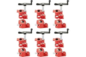 Acymner Wood Gluing Pipe Clamp Set | 1/2" Heavy Duty Woodworking Cast Iron Pipe Clamps Quick Release Pipe Wood Clamps (6 Pack, 1/2")