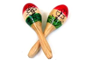 Leos Imports Handmade Mexican Maracas - 3 Color Traditional Wood Pair for Kids, Cinco de Mayo, Weddings, and Fiestas and More