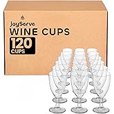 JoyServe Plastic Wine Glasses Disposable - 7 Oz Clear BPA-Free Plastic Wine Glasses with Stem, Reusable Party Cups for Outdoor Parties, Weddings, Toasts, Drinks, Catering (120 Pack)