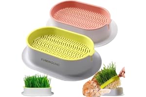 YUMINGUHC 2Pcs Cat Grass Planter (No Seeds Included) Wheatgrass Planting Trays Hydroponic Cat Grass Growing Kits for Indoor Cats Soilless Organic Nursery Box Pet Grass Pot (C)