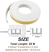 UPSEN Weather Stripping Tape 9mm x 4mm 10m Self-Adhesive E-Type Foam Seal White view 3