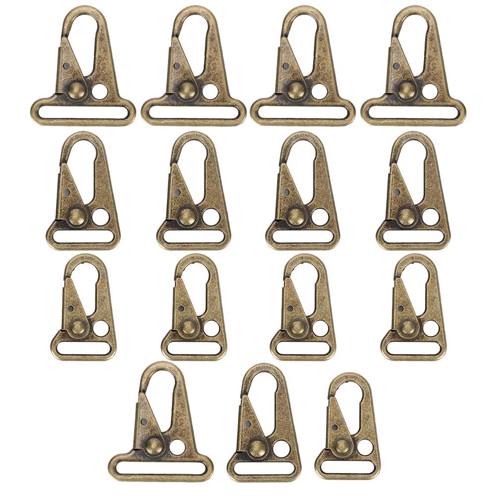 Fdit Sling Clips Hooks, 15Pcs Convenient Carrying Clip Hook Holder Enlarged Mouth Clip Outdoor Carabiner Hanging Buckle Bronze Color for men hiking