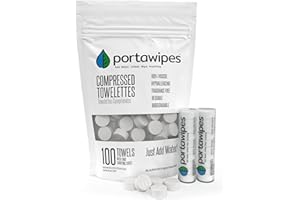 Portawipes Coin Tissues | 100 Pack with 2 Carrying Cases | Toilet Paper Tablets | Compressed Towels | Expandable Wipes | Soft & Odor Free
