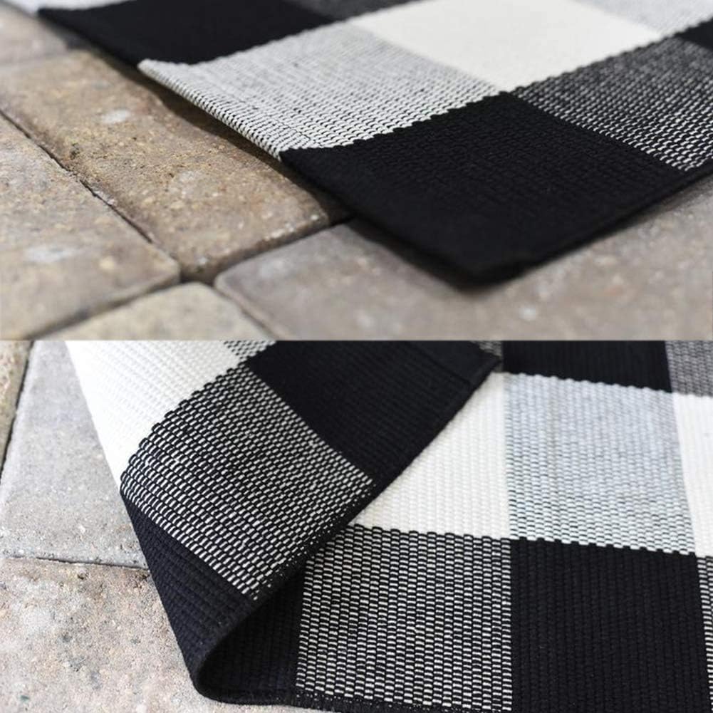 MUBIN 2-Pack Buffalo Plaid Door Mat/Rug Black and White Check Rugs 23.6 x 35.4 Inches Hand-Woven Indoor or Outdoor Rugs for Layered Door Mats Washable Rug for Front Porch/Kitchen/Farmhouse /Entryway: Kitchen & Dining