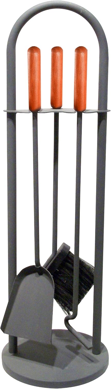 Kamino-Flam 3-piece Fireside Companion Set, Steel Fireware Fire Tool Set With Stand For Wood Stove Arc Fireplace Companion With Brush Poker And Coal Shovel Grey - View #5
