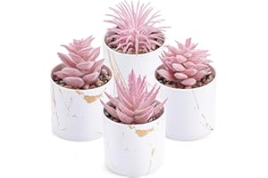 Der Rose 4 Packs Fake Succulents Plants Artificial Indoor for Pink Room Bathroom Decor Office Desk Accessories for Women