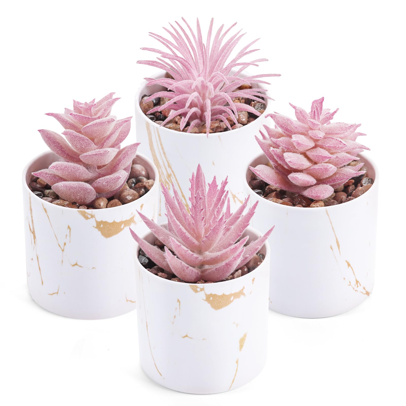 Photo 1 of (USED/FAIR) Der Rose 4 Packs Fake Succulents Plants Artificial Indoor for Pink Room Bathroom Decor Office Desk Accessories for Women