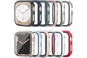 HASDON [12 Pack Case Compatible with Apple Watch 40mm SE 3 SE 2 Series 6 5 4 SE with Tempered Glass Screen Protector, Hard PC Bumper Overall Shockproof Protective Cover for iWatch 40mm Accessories