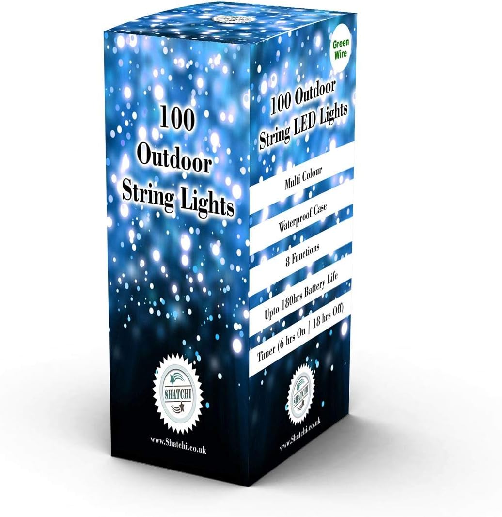 SHATCHI 100 Warm White LEDs Battery Operated Fairy Lights Waterproof Indoor/Outdoor 8 Changing Modes Timer Christmas Wedding Party Birthday Decorations - Image 3