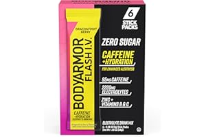 BODYARMOR Caffeinated Flash I.V. Electrolyte Packets - Dragonfruit Berry - Zero Sugar Energy Drink Mix, Single Serve Packs, Hydration for Pre Workout, Travel Essentials, Active Lifestyle (6 Count)