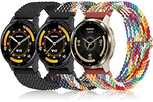 Bolesi Braid Bands for Garmin Vivoactive 4S/ Vivoactive 3S/ Venu 2S / Venu 3S, 3 Pack 18mm Stretchy Nylon Loop Soft Sport Band Quick Release Wristband Breathable Elastic Strap for Men Women