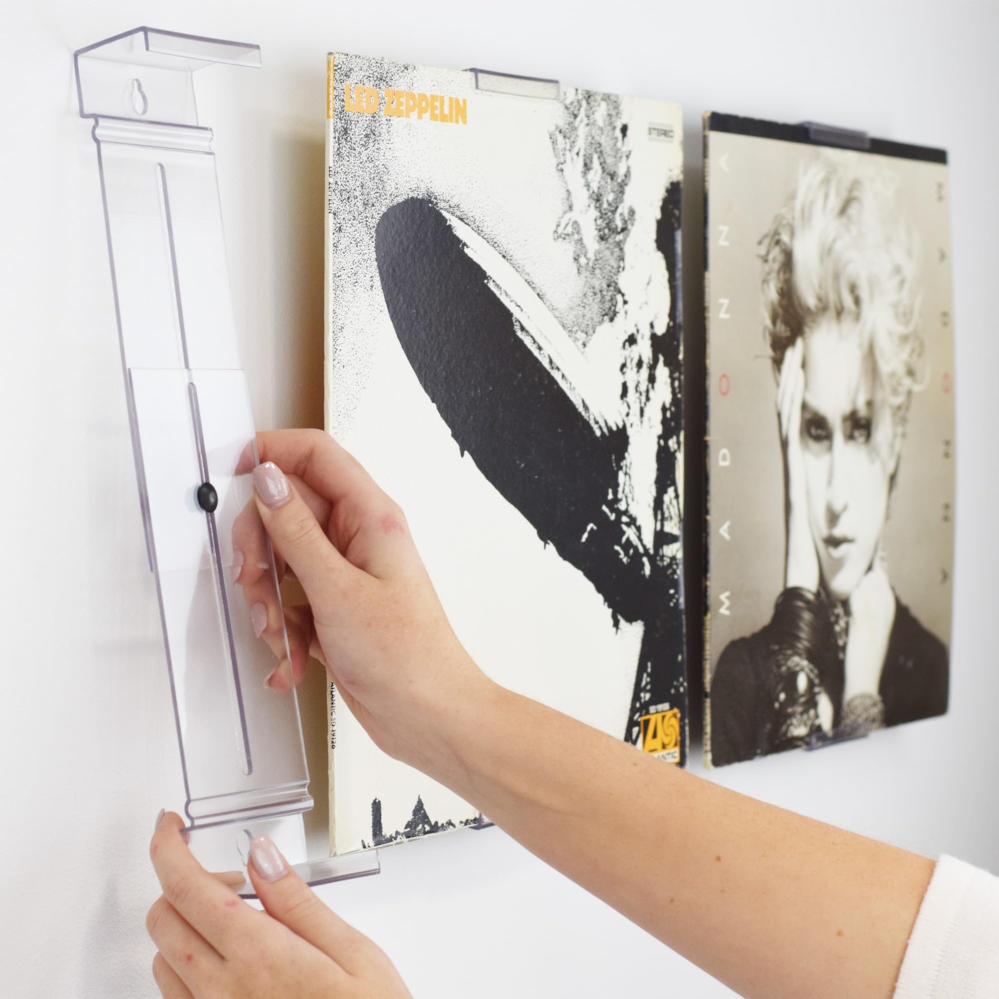 CollectorMount Album Mount 2 Pack, Vinyl Record Shelf Stand and Wall Mount Display, Invisible and Adjustable