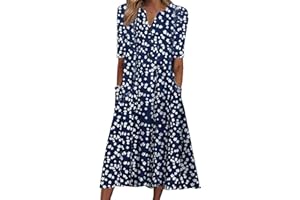 SMIDOW Summer Maxi Dresses for Women 2023 Casual Beach Tshirt Long Dress Printed Short Sleeve v Neck Flowy Sundress