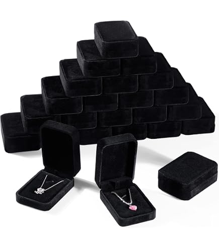 Boîte à Bijoux En Velours Noir – Format Rectangulaire 22.5x5.5x3.5 Cm – Avec Support Chaîne – Idéal Cadeau Mariage, Anniversaire, Noël - 8