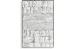 Creoate Framed Wall Art, Canvas Wall Art, Grey Abstract Hand Painted Texured Painting, 24x36 Inch