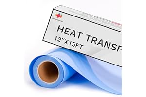 JANDJPACKAGING Sky Blue HTV Heat Transfer Vinyl - 12 inch x15 Feet Iron on Vinyl Easy to Cut & Weed HTV Vinyl Rolls DIY Heat Press Design for T-Shirts