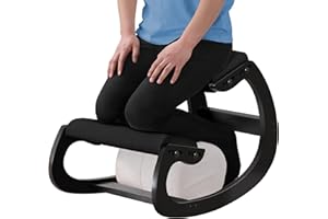 MALLVITALLY Adjustable Kneeling Chair, Wooden Ergonomic Chair Knee Chair Posture Chair - Improve Your Posture with an Angled Seat for Home,Office (Cylindrical Black)
