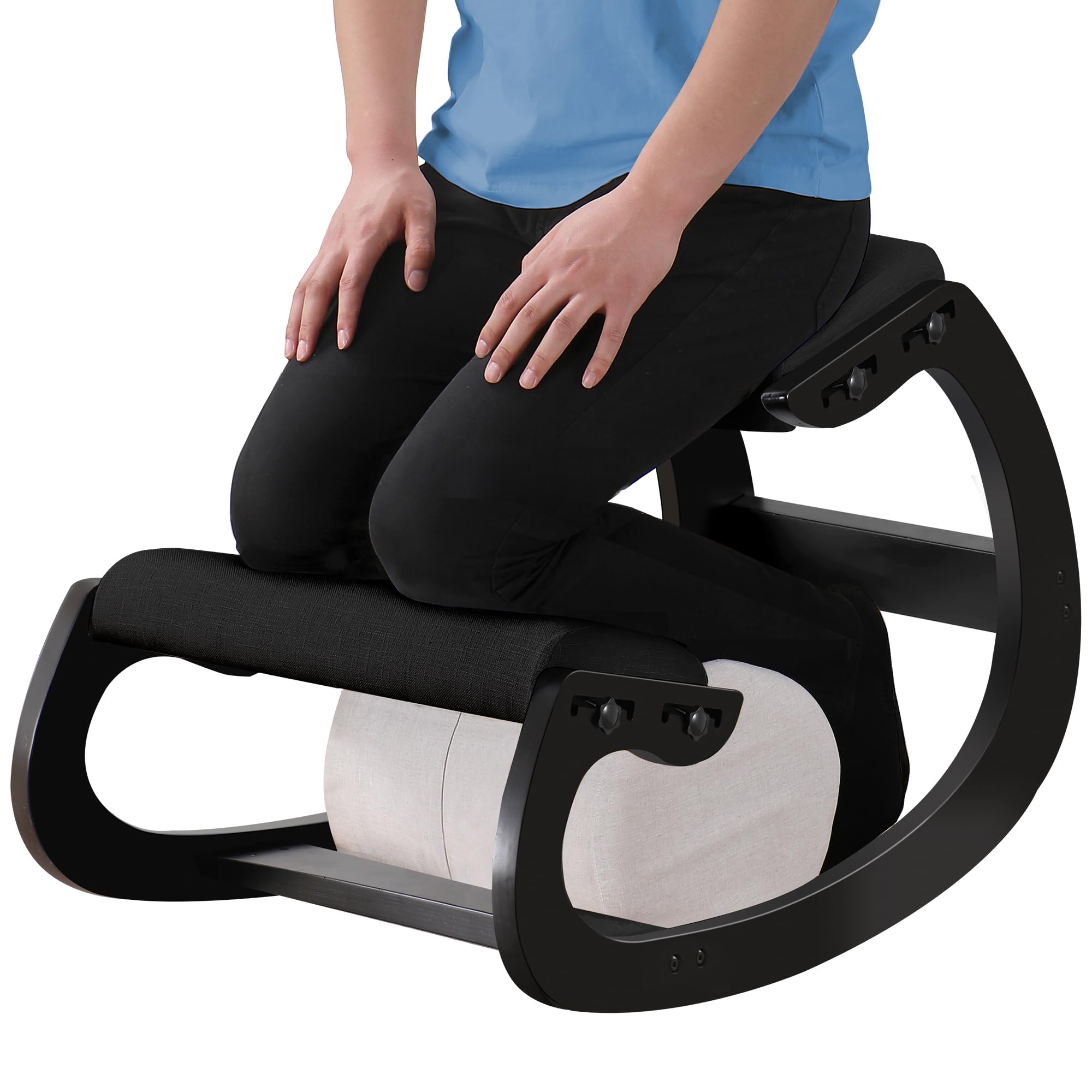 Photo 1 of ** NO RETURN / UNTESTED *** Adjustable Kneeling Chair, Wooden Ergonomic Chair Knee Chair Posture Chair - Improve Your Posture with an Angled Seat for Home,Office (Cylindrical Black)