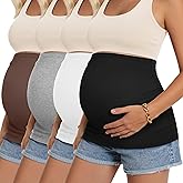 Oakgarden 4 pack Maternity Belly Bands Pregnancy Postpartum Shirts Pants Extender Support Stretch Belt for Pregnant Women