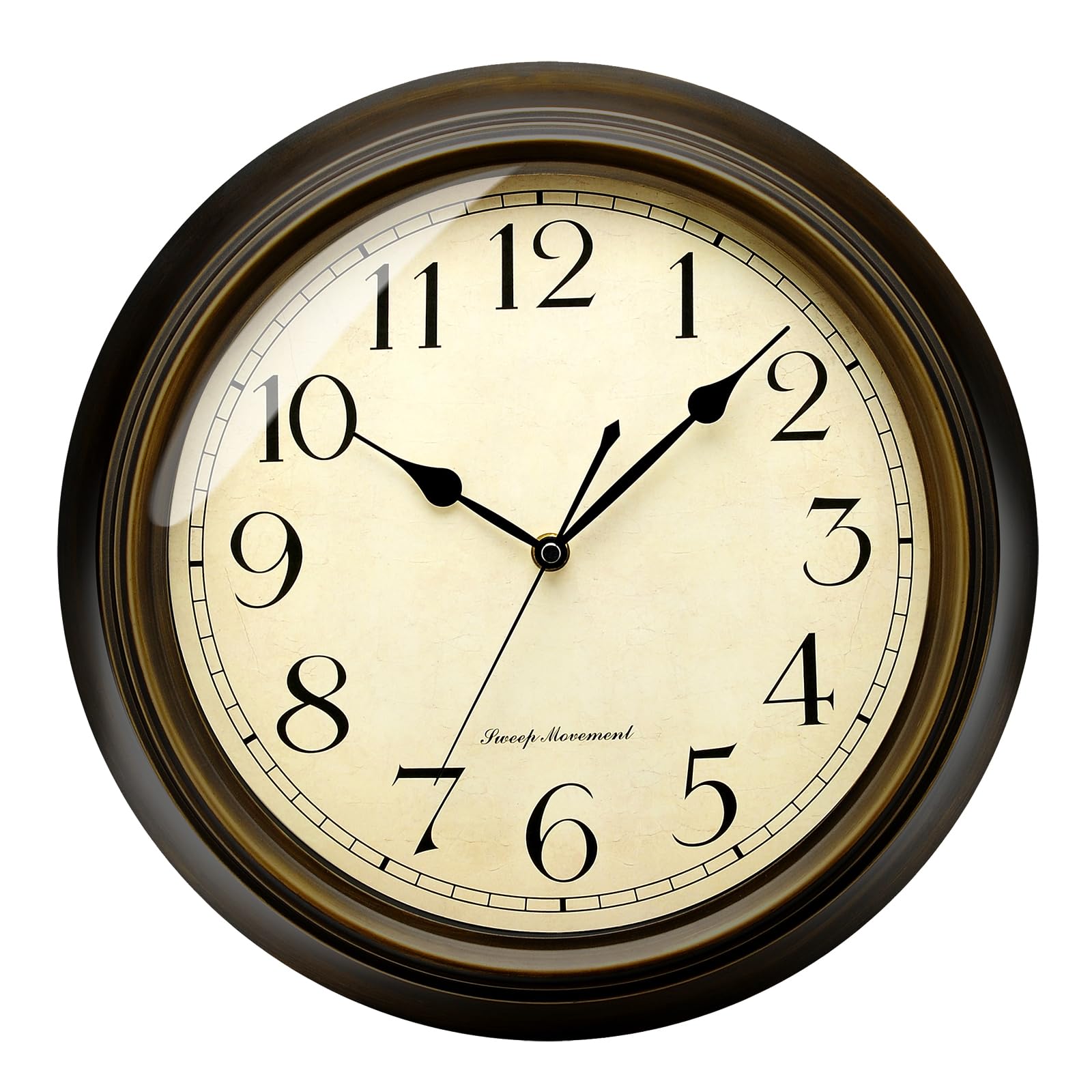 Plumeet Retro Wall Clock 13'' Non Ticking Classic Silent Metal Wall Clocks Decorative Kitchen Living Room Bedroom - Battery Operated (13'', Arabic Numerals)