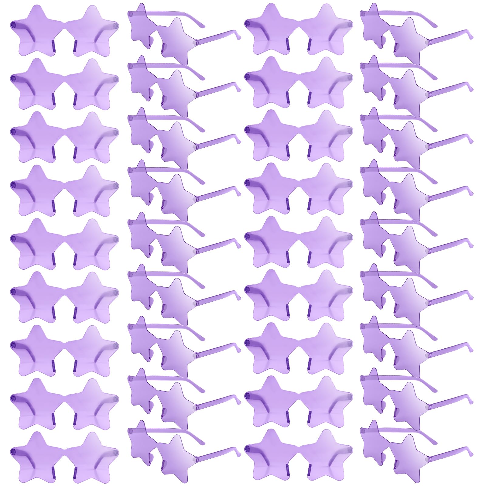 NACHLYNN Rimless Star Shaped Sunglasses Pentagram Glasses Transparent Sunglasses Valentine Day Party Favor (36, Purple)