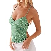 ABYOVRT Women Sequin Beaded Cami Top V Neck Backless Criss Cross Straps Crop Tops Summer Going Out Clubwear