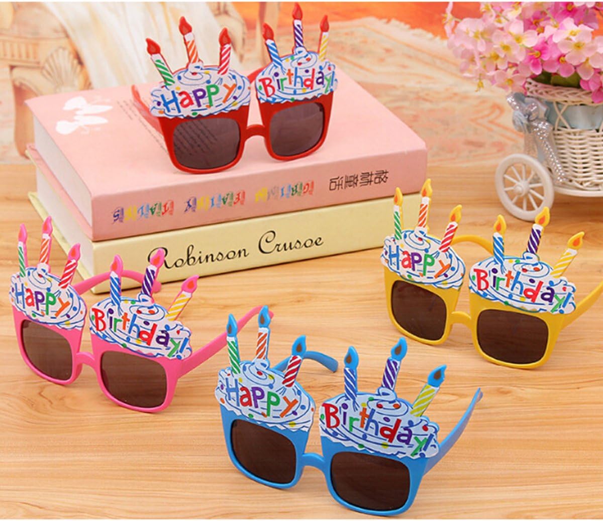 TOYMYTOY 3pcs Party Sunglasses Happy Birthday Candle Eye Glasses Fancy Dress Glasses Party Favors (White + Yellow + Red) - Image 3