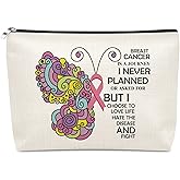 Sazuwu Breast Cancer Makeup Bag Breast Cancer Gifts for Women Chemo Gifts for Mom Aunt Friend Cosmetic Bag with Zipper Survivor Incentive Present Christmas Birthday Travel Pouch