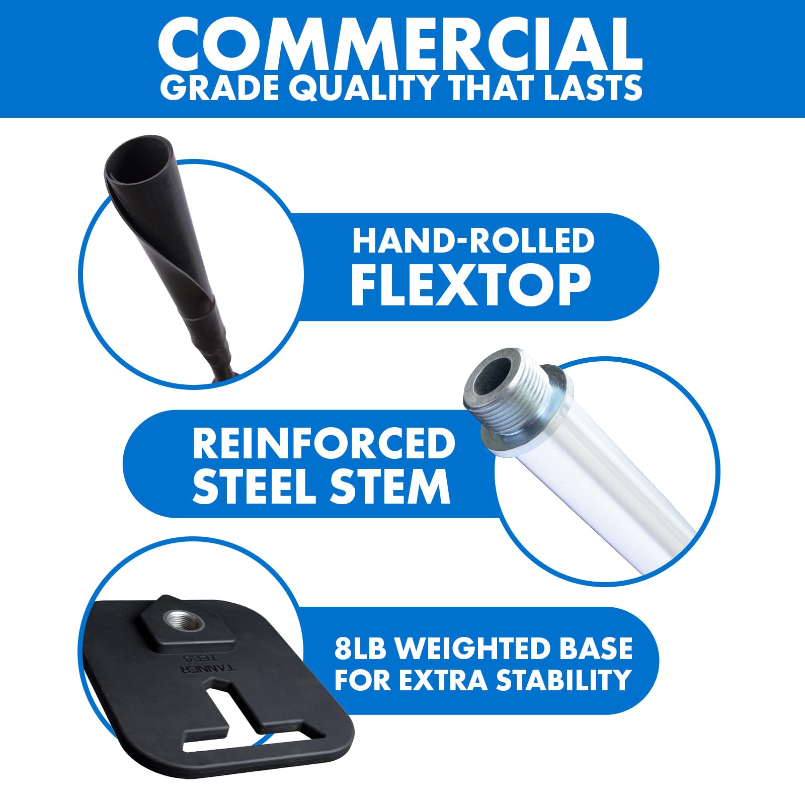 Tanner Pro Batting Tee | Pro Style Weighted Hitting Tee for Baseball Softball Slow Pitch | Adjusts 26-43” | Age 8 up| Weighted Base, Hand Rolled Flextop, Reinforced Steel Stem | Hand Assembled in US